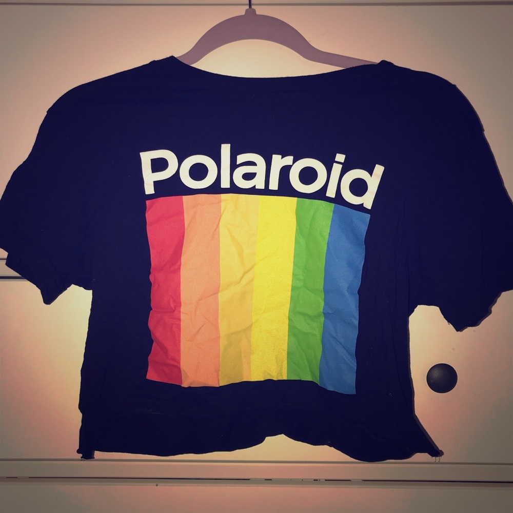 vintage black polaroid crop tee (one of a kind!!)
